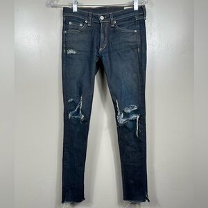 Rag & Bone Destroyed / Patchwork Skinny Jeans Mid Rise Denim Blue 24x28